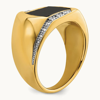 Onyx and Diamond Mens Ring, 14K