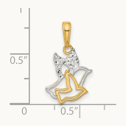D/C Doves Pendant, 14K with White Rhodium