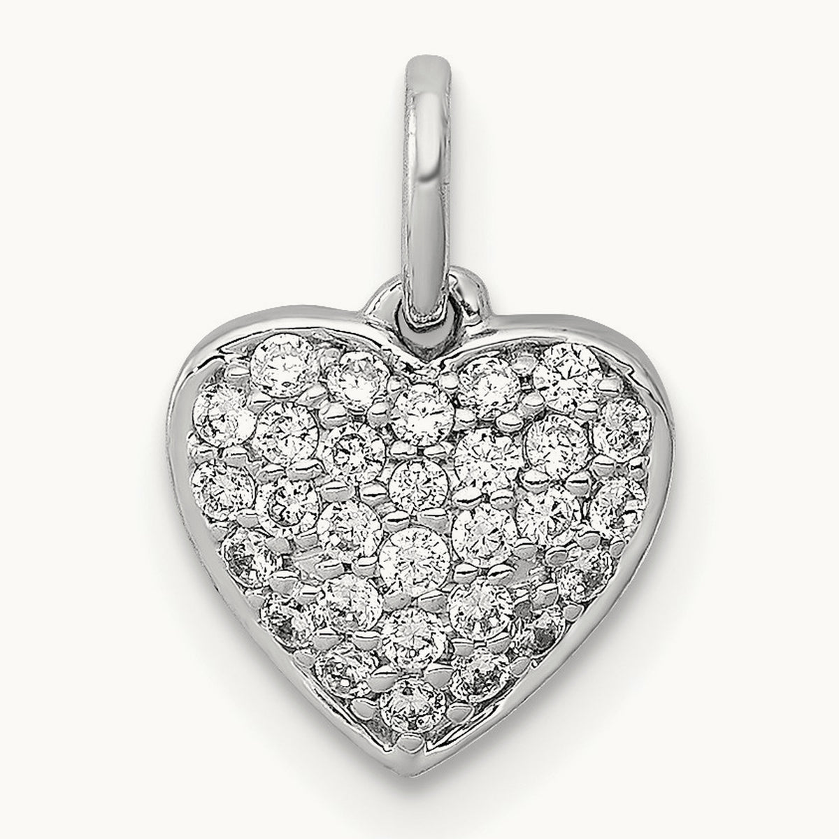 Diamond Heart Pendant — 14K White Gold, 13mm