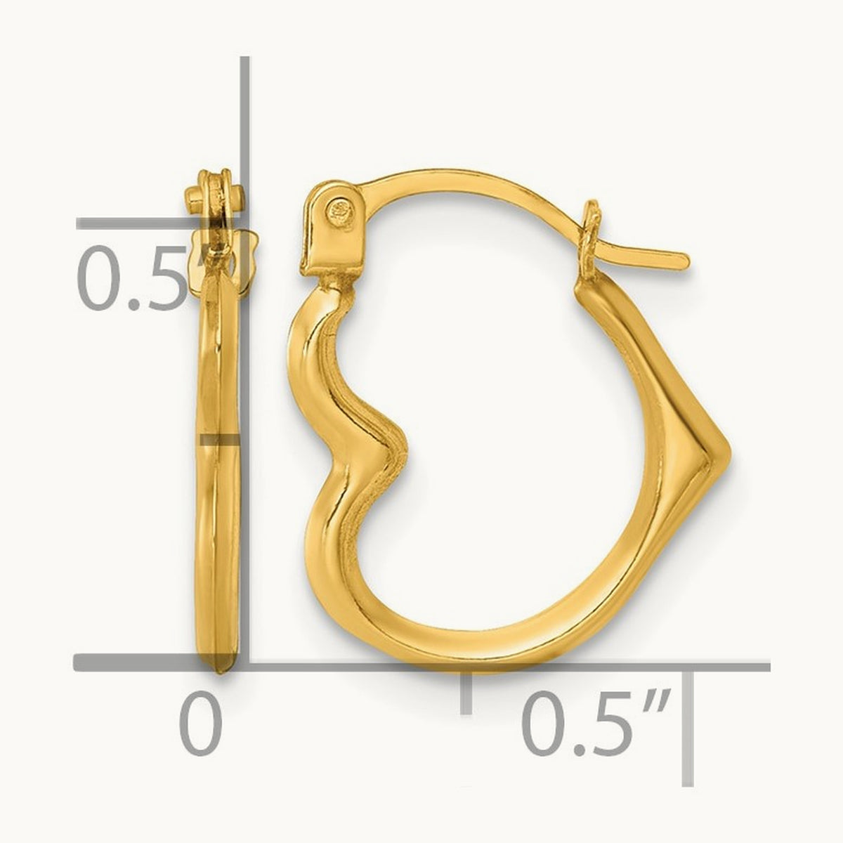 Polished Heart Shape Hoop Earrings, 14K