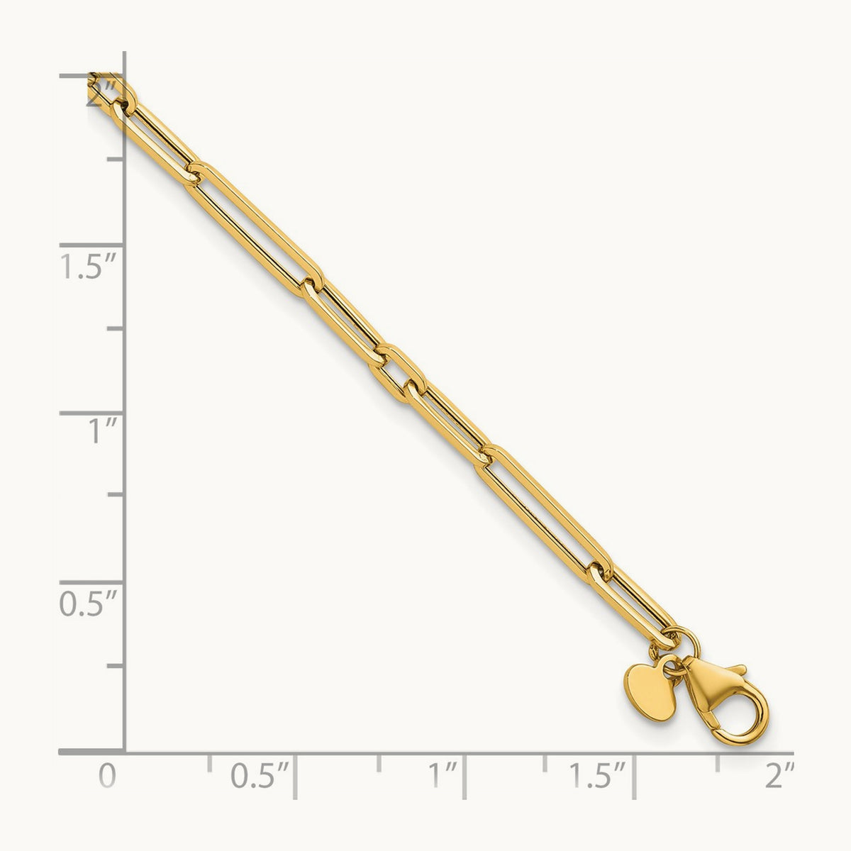 Polished 7.5in Paperclip Link Bracelet, 14K
