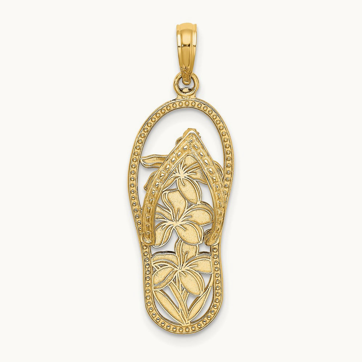 Polished Multi Flower Flip-Flop Charm — 14K Yellow Gold