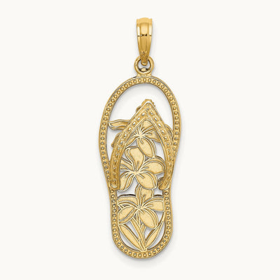 Polished Multi Flower Flip-Flop Charm — 14K Yellow Gold
