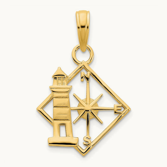 Lighthouse Compass Pendant, 14K