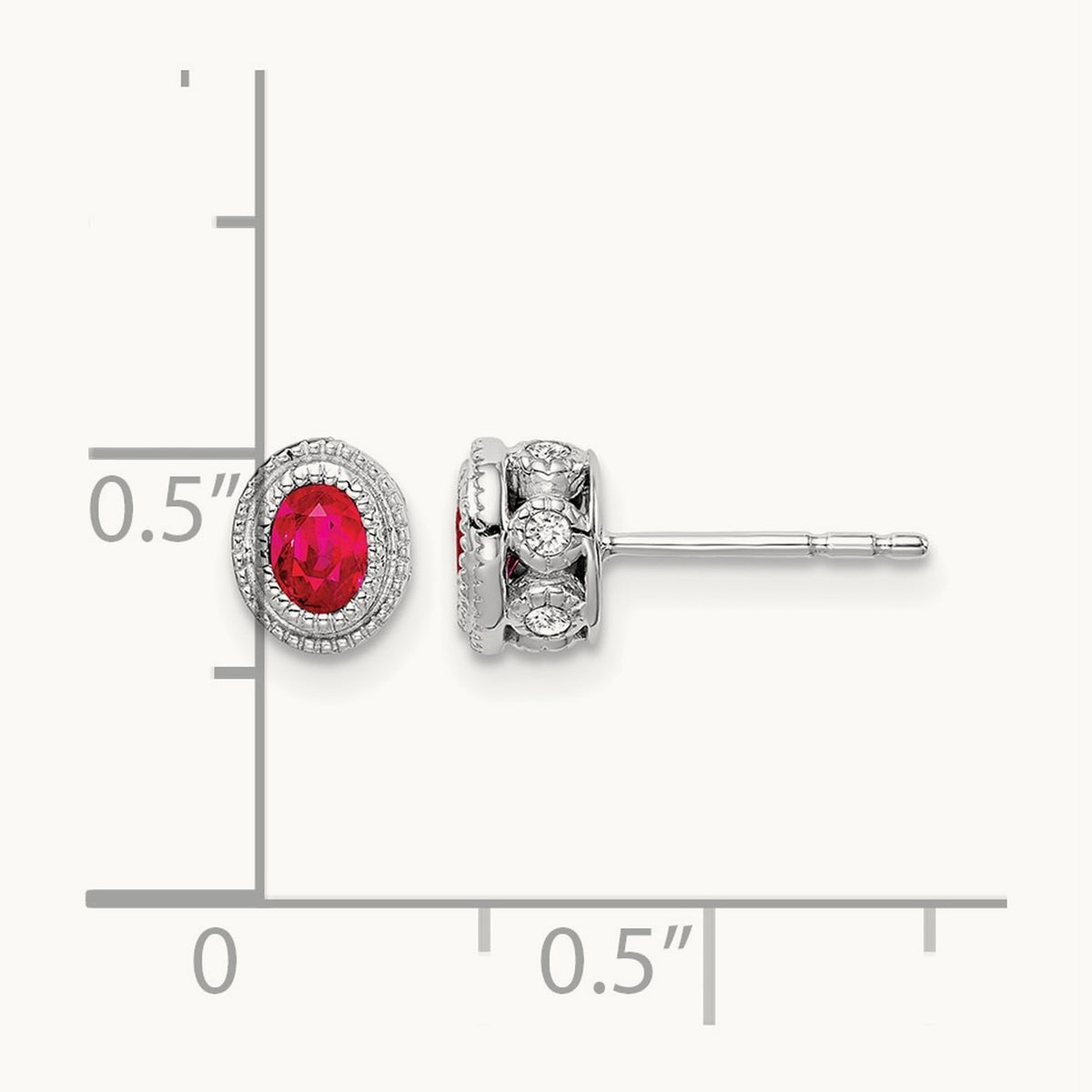 Ruby and Diamond Earrings, 14K White Gold
