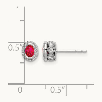 Ruby and Diamond Earrings, 14K White Gold