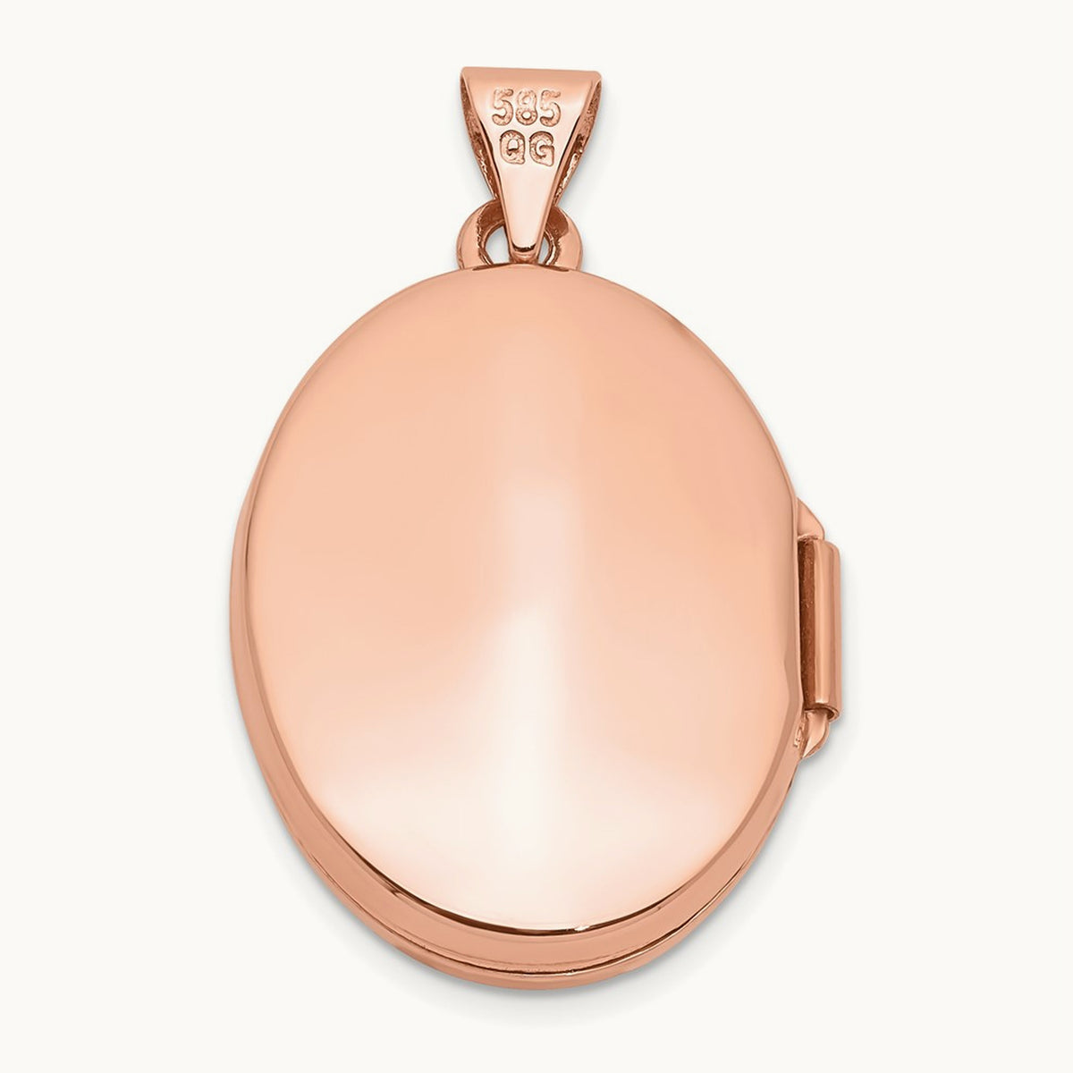 Heart Design Border Oval Locket, 21mm, 14K Rose Gold