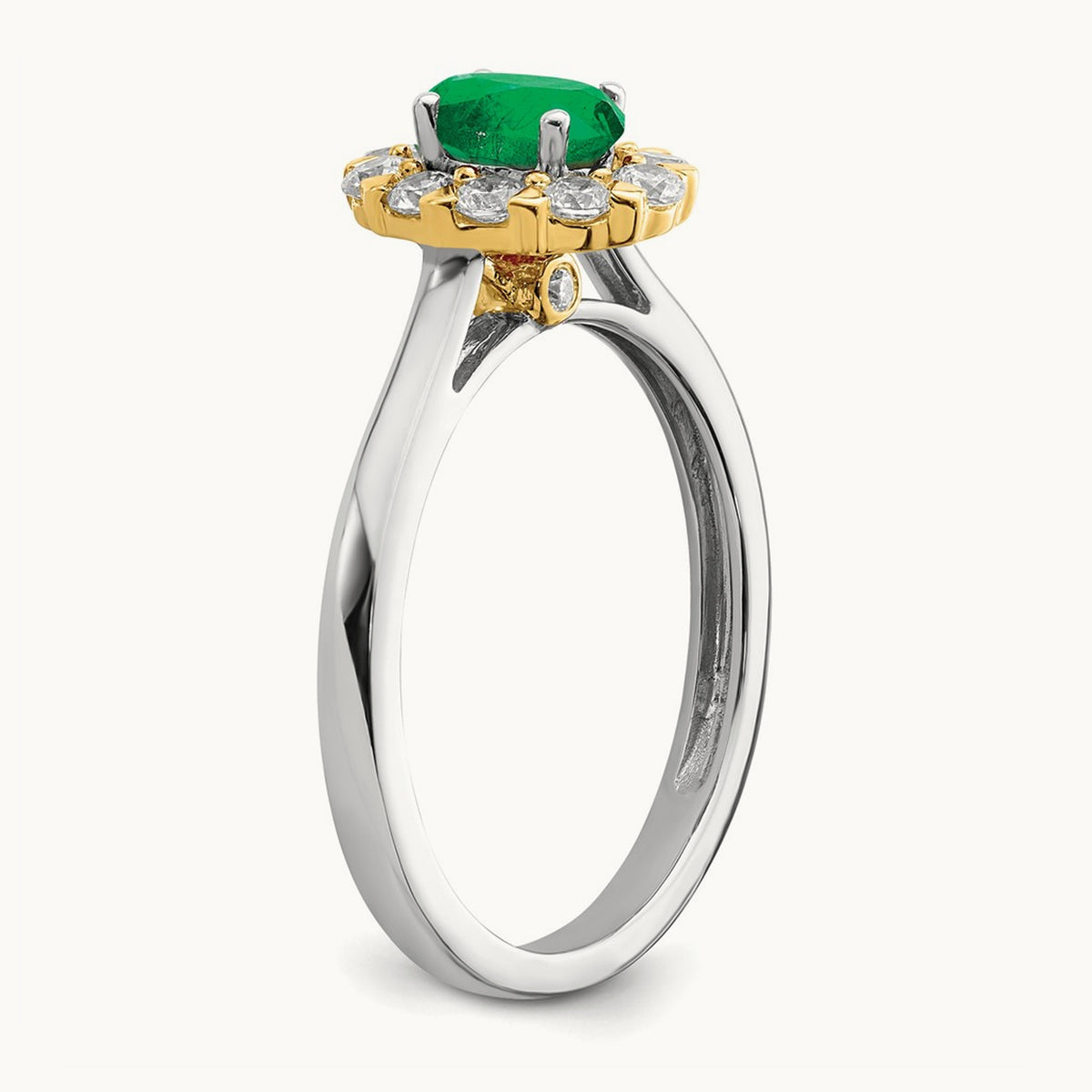 Created Emerald Halo Ring — 14K Two-Tone, 7