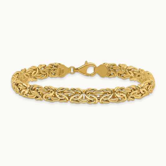 Polished Fancy Byzantine Link Bracelet, 14K