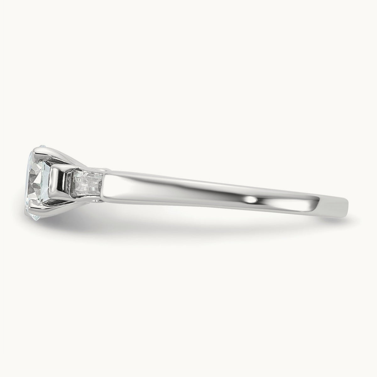 Setting: Gold 3-Stone Diamond Peg Set Engagement Ring — 14K White Gold, 7