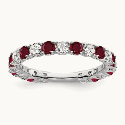 Created Ruby and Diamond Band, 14K White Gold