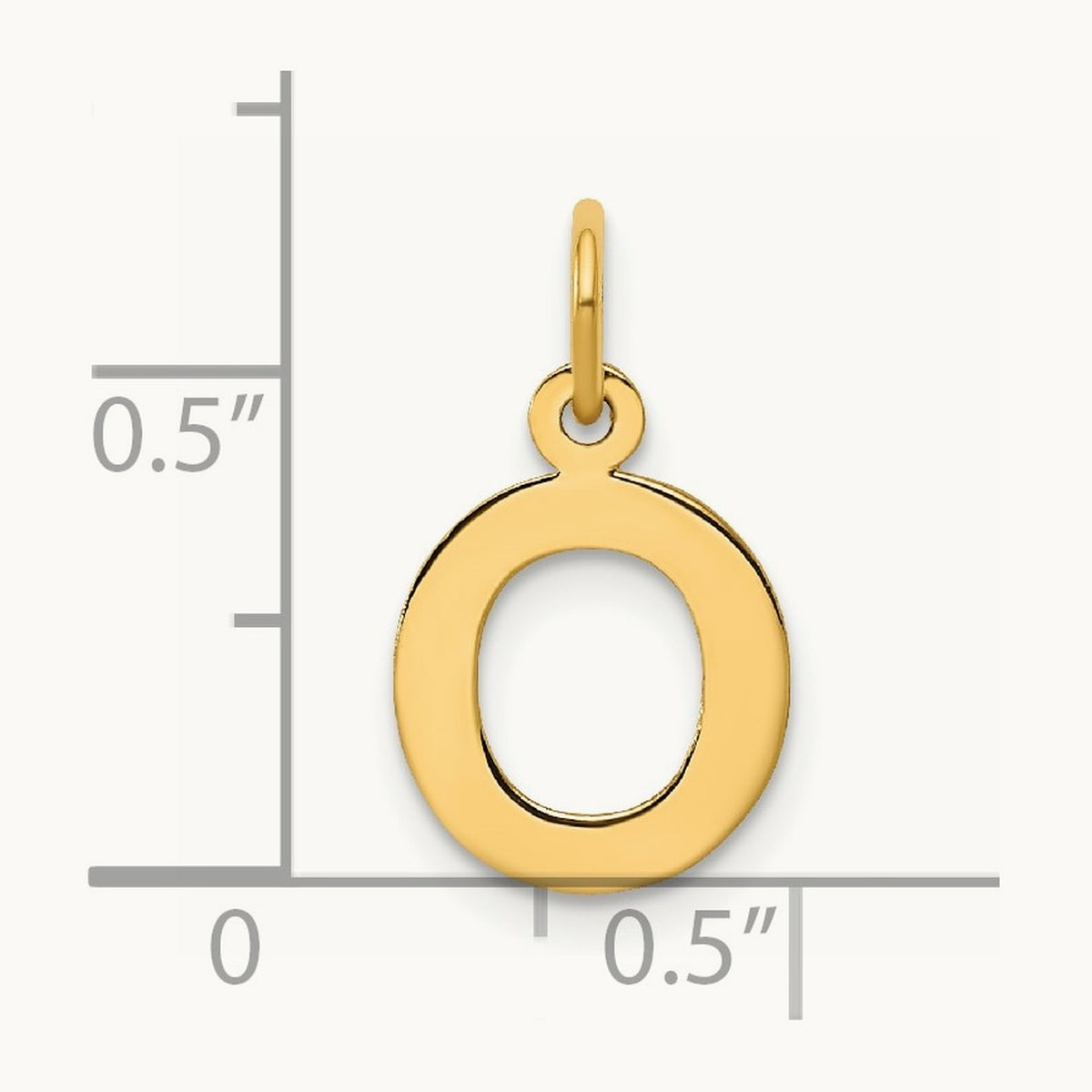 Small Block Initial Charm — 14K Yellow Gold, O