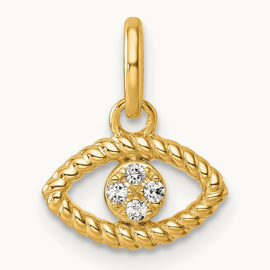 Polished Diamond Twisted Evil Eye Pendant, 14K