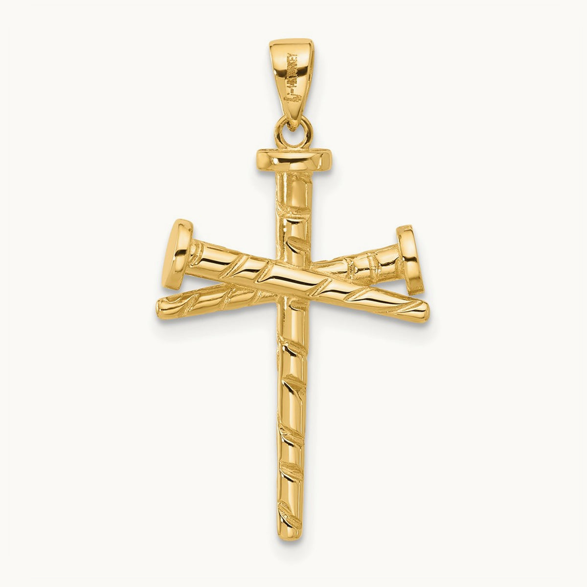 Polished and Textured Nails Cross Pendant — 32mm