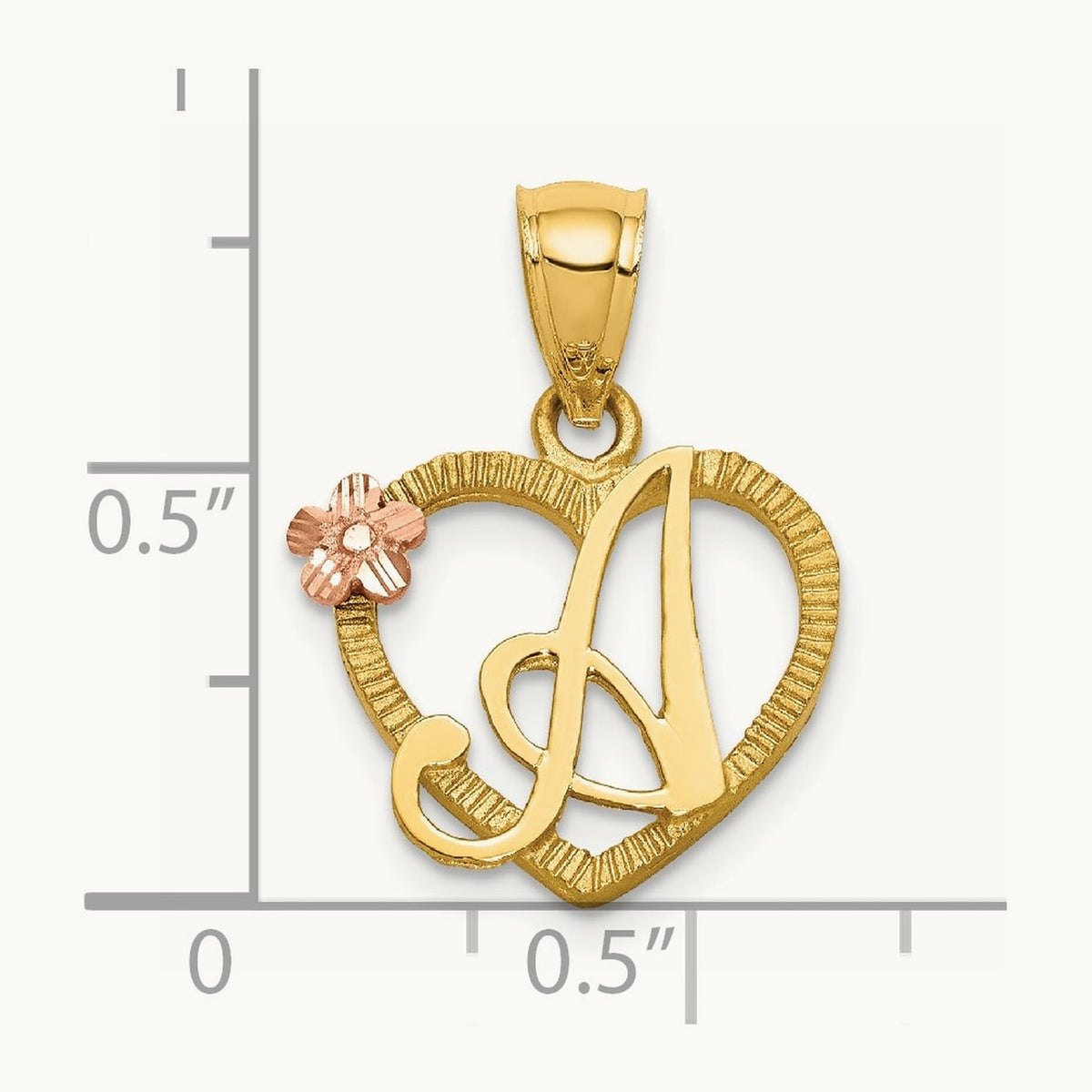 Heart Initial Pendant — 14K Two-Tone Gold, A