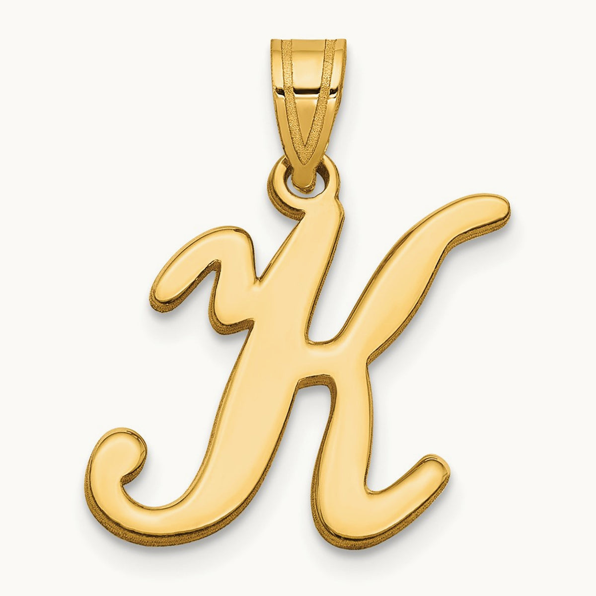 Script Letter K Initial Pendant, 14K