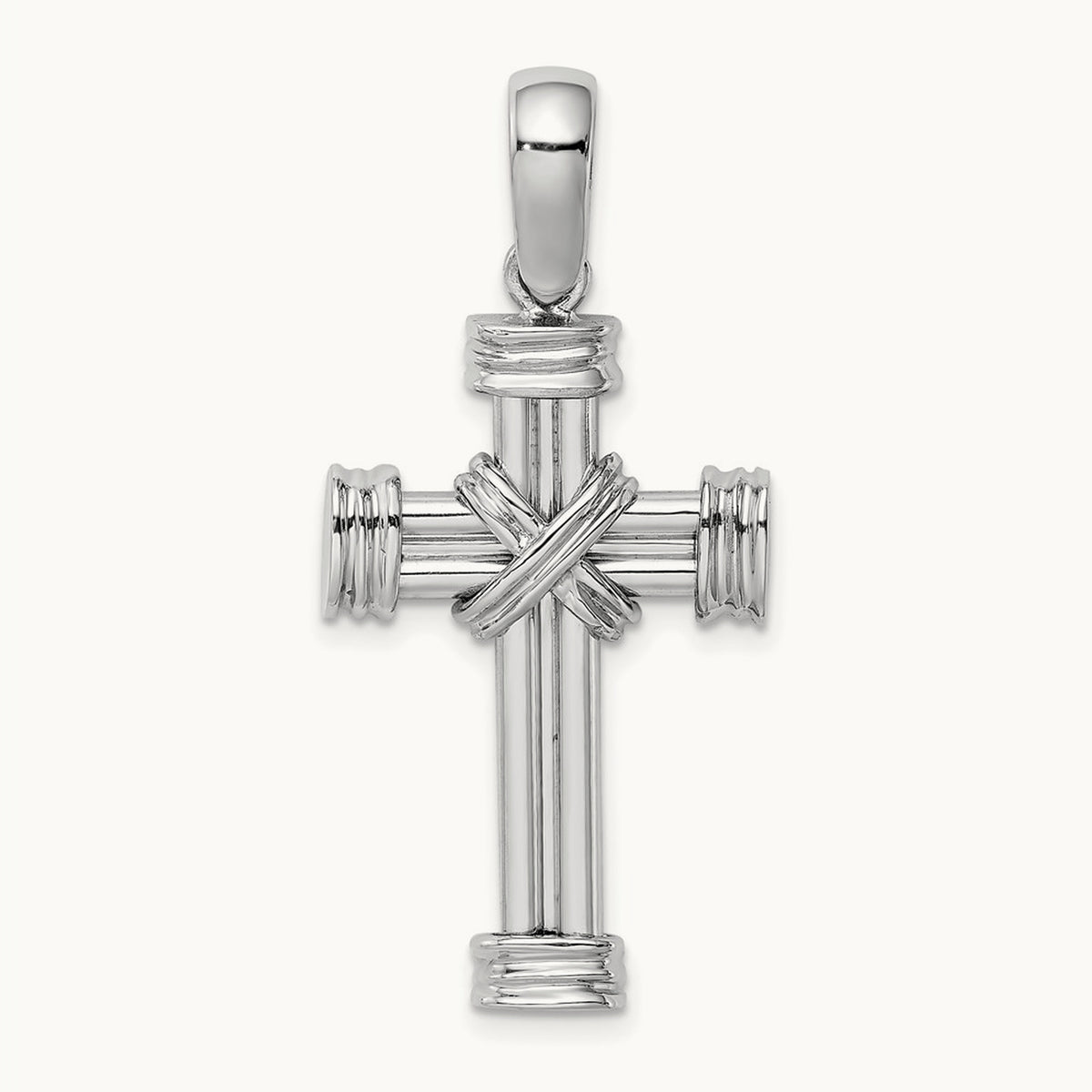 Polished Cross Charm, 30.1mm charm in 14K White Gold