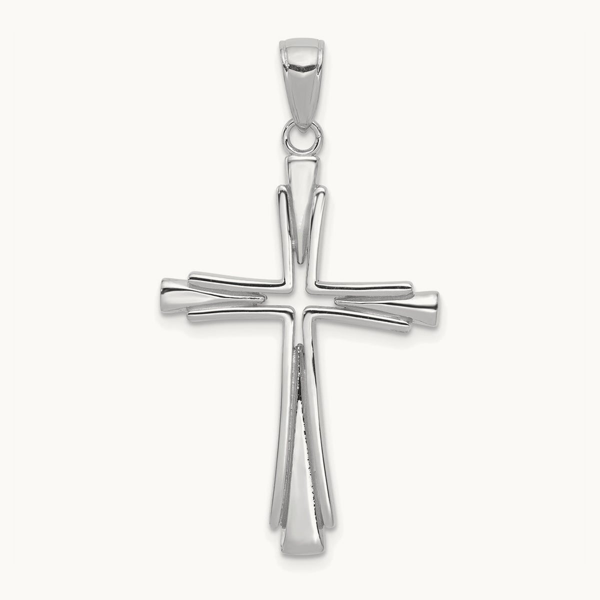 Polished Solid Cross Pendant — 14K White Gold