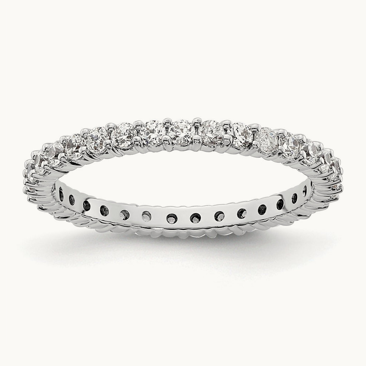 Polished Shared Prong Diamond Eternity Band — 14K White Gold, 0.5 ct