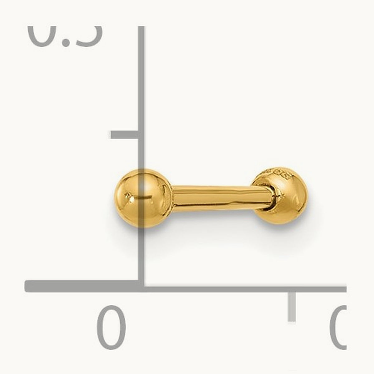 16 Gauge Polished Ball Bar Labret Stud, 2.5mm, 14K