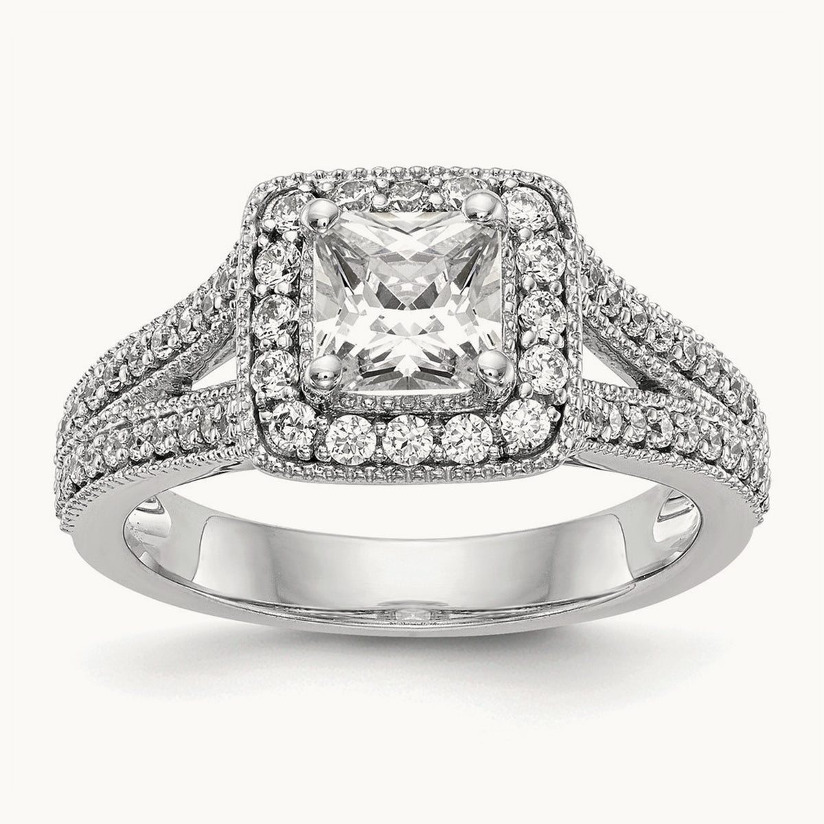 Princess Semi-Mount Halo Engagement Ring — 2/5 ct, 7