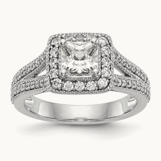 Princess Semi-Mount Halo Engagement Ring, 0.50 ct tw