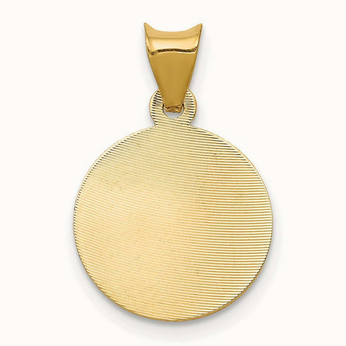 Polished Diamond-cut Lady Of Guadalupe Circle Pendant — 14K Yellow Gold, 13.07mm