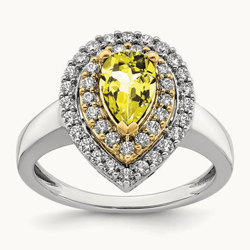Created Yellow Sapphire Ring, 0.50 ct tw Lab-Grown Diamond