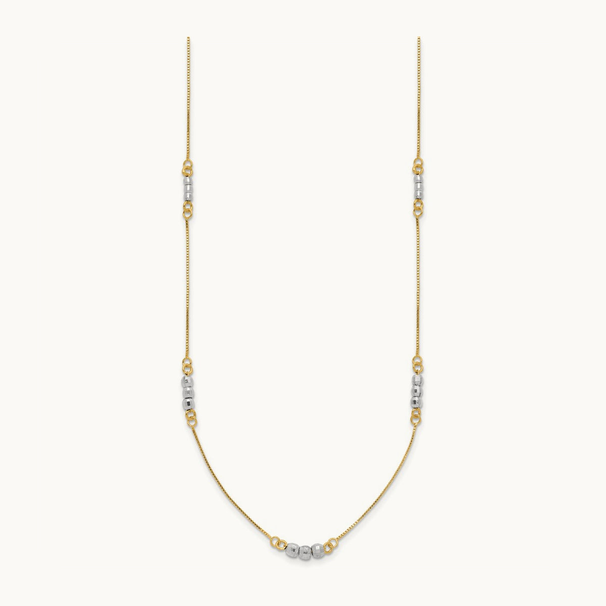 Mirror Beaded Necklace, 14K Two-tone