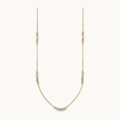 Mirror Beaded Necklace, 14K Two-tone