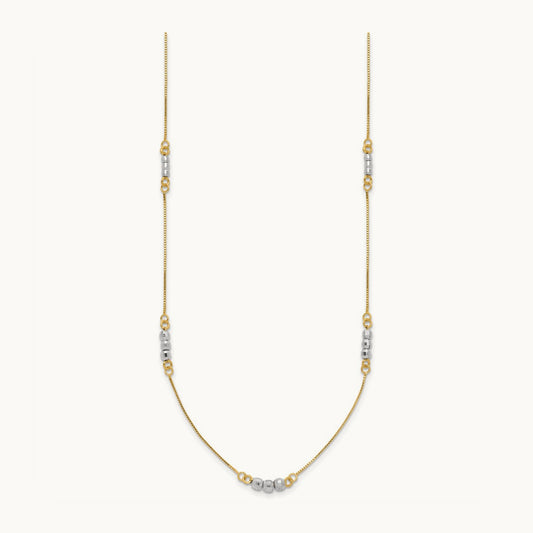 Mirror Beaded Necklace, 14K Two-tone