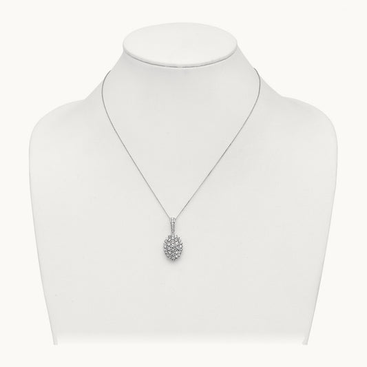 Cluster Pendant Necklace, 2.50 ct tw Lab-Grown Diamond — 14K White Gold