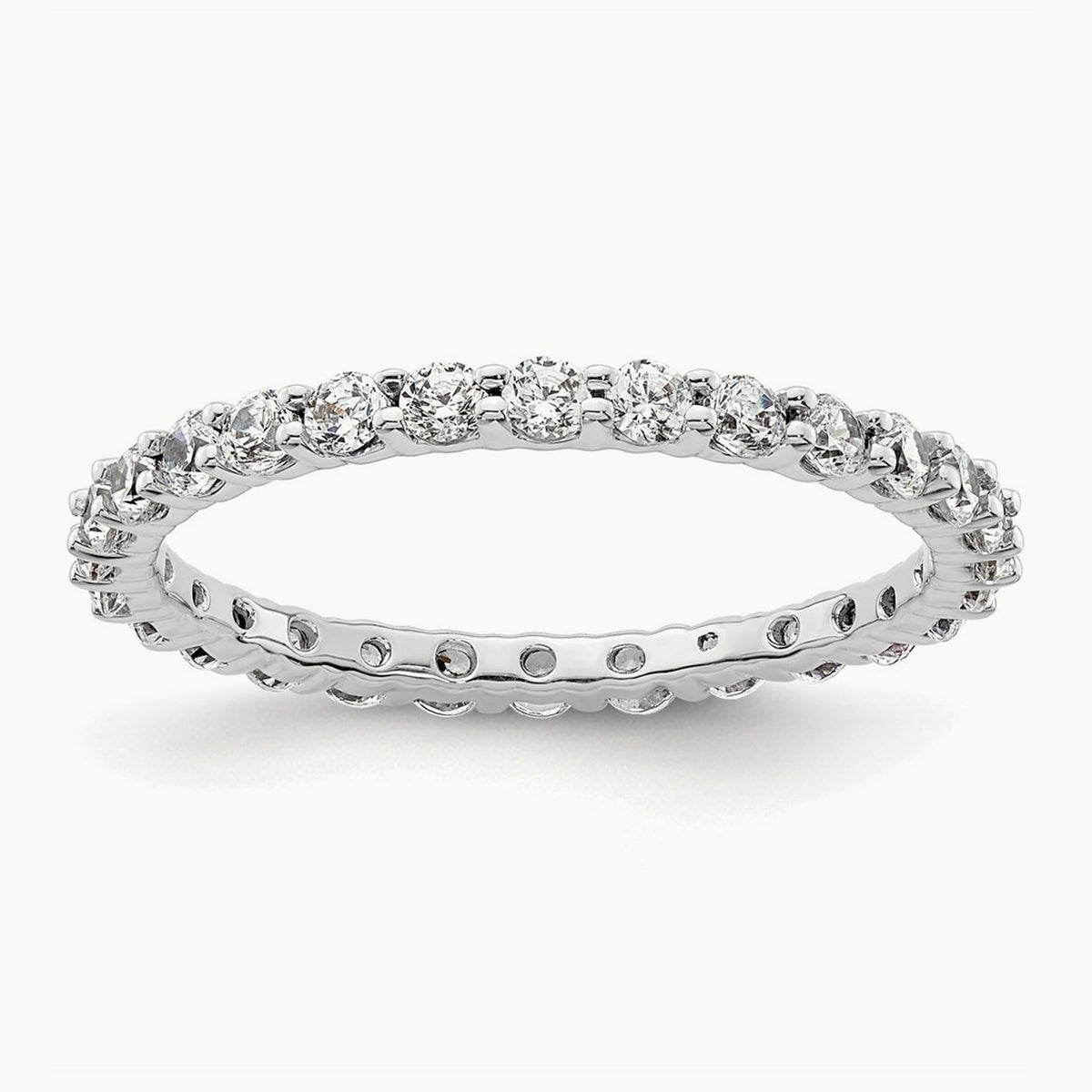 Polished Shared Prong Diamond Eternity Band — 14K White Gold (2)