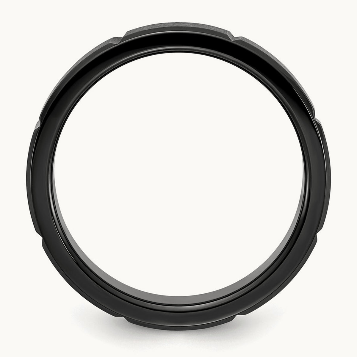 Brushed and Polished Black IP-plated Grooved Band, 6mm, Titanium