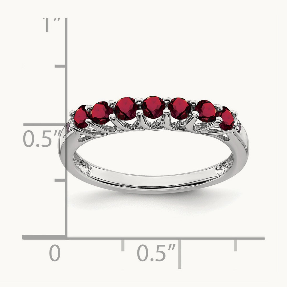 Created Ruby and Lab-Grown Diamond 7-stone Ring — 14K White Gold