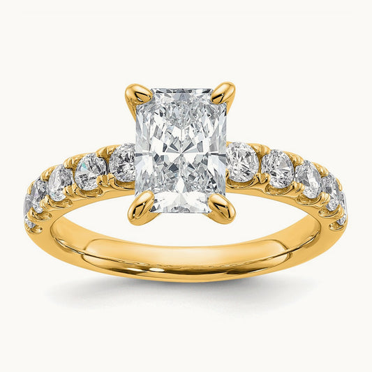 2 1/5ct Certified Lab Grown Diamond VS+ F+ Radiant Comp Eng Ring, 14K