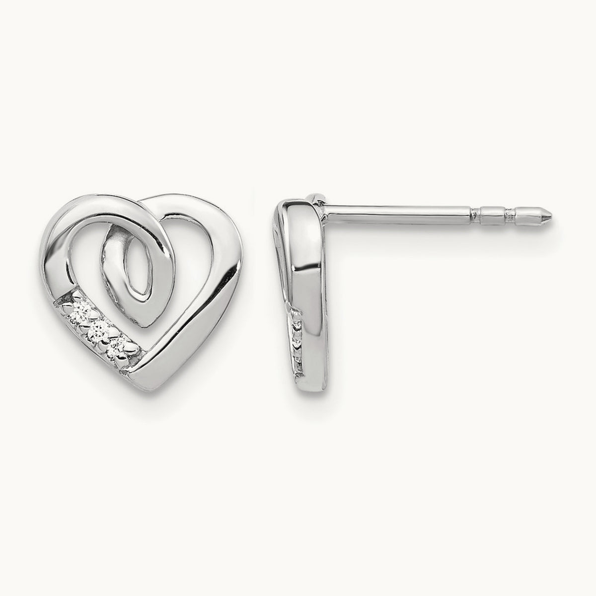 Diamond Heart Post Earrings — photo set