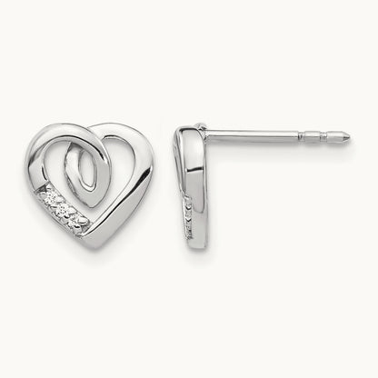 Diamond Heart Post Earrings — photo set