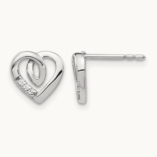 Diamond Heart Post Earrings — photo set