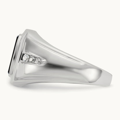 Men's Onyx and Diamond Complete Ring — IBGoodman — photo set