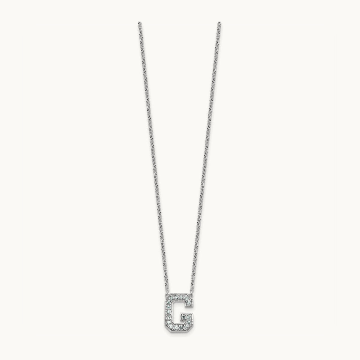 Initial Necklace — 14K White Gold, G, 1/3 ct
