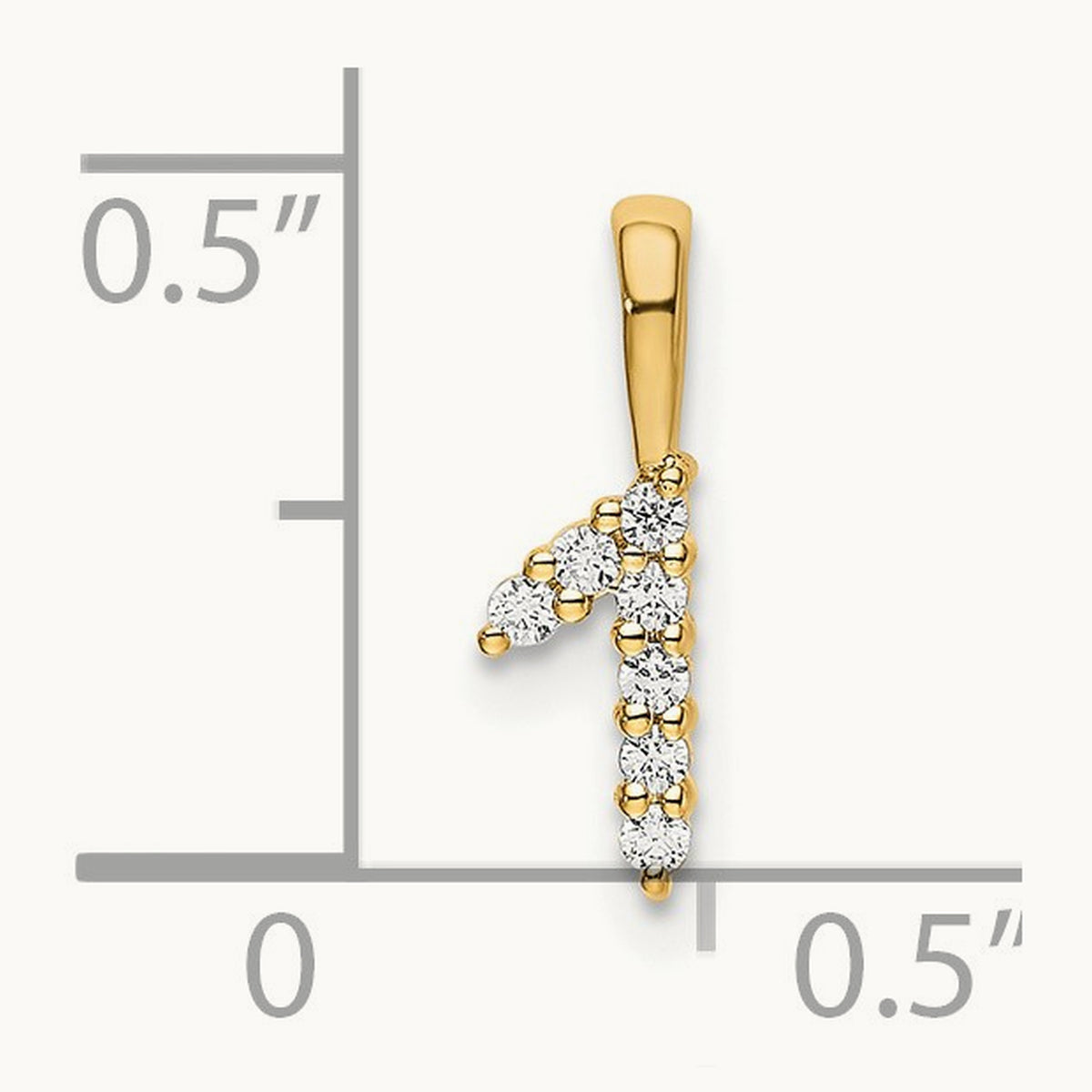 Diamond Number 1 Pendant — 14K Yellow Gold, 13mm