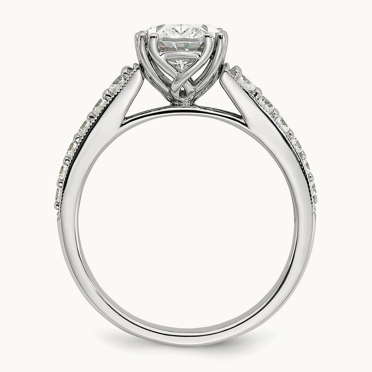 1 1/2ct Oval Semi-Mount Engagement Dia Ring, 14K White Gold