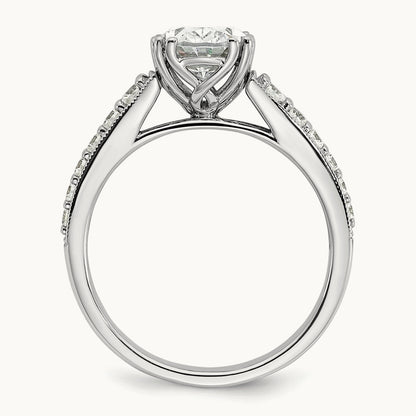 1 1/2ct Oval Semi-Mount Engagement Dia Ring, 14K White Gold