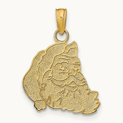 Textured Flat Santa Face Charm, 14K