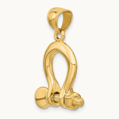 3-D Large Shackle Charm, 14K