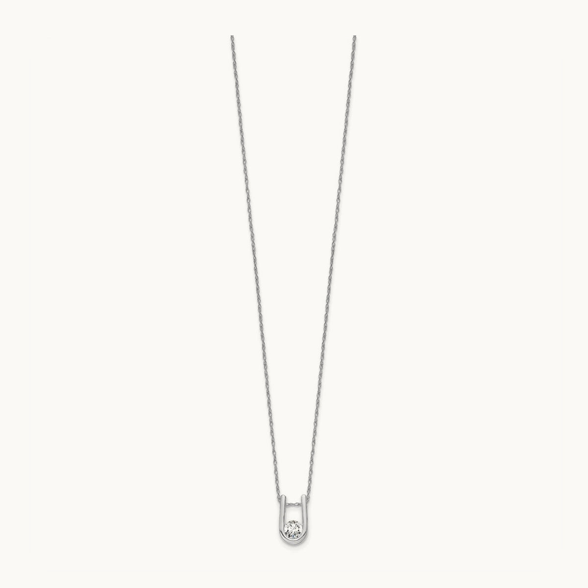 U-Shape Pendant Necklace, 0.25 ct tw Lab-Grown Diamond — 14K White Gold