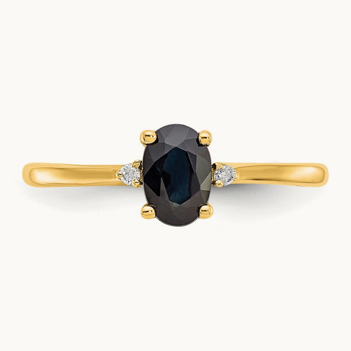 Diamond & Sapphire Birthstone Ring — 14K Yellow Gold, 6