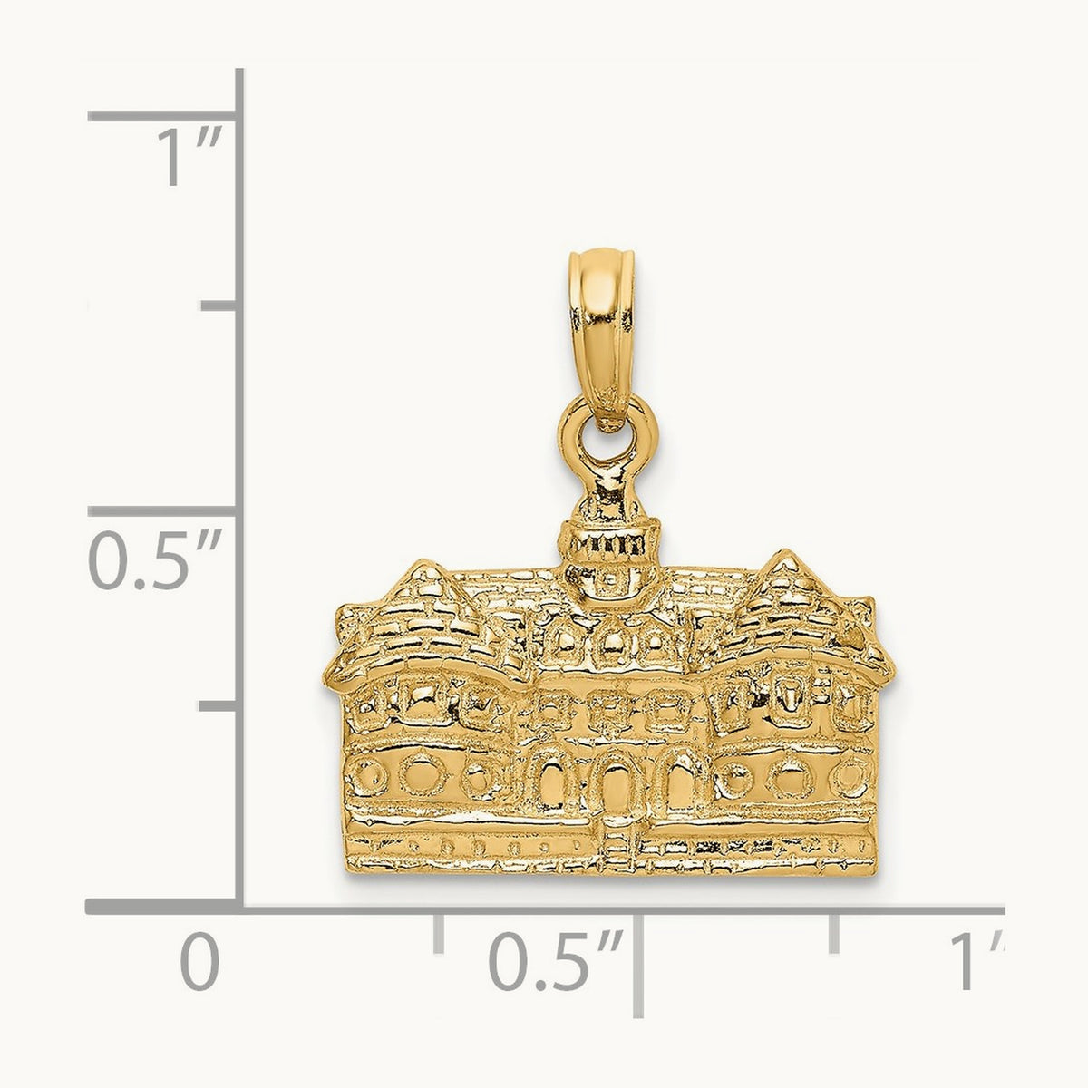 3D Capitol Building WILLIAMSBURG VA Charm, 14K