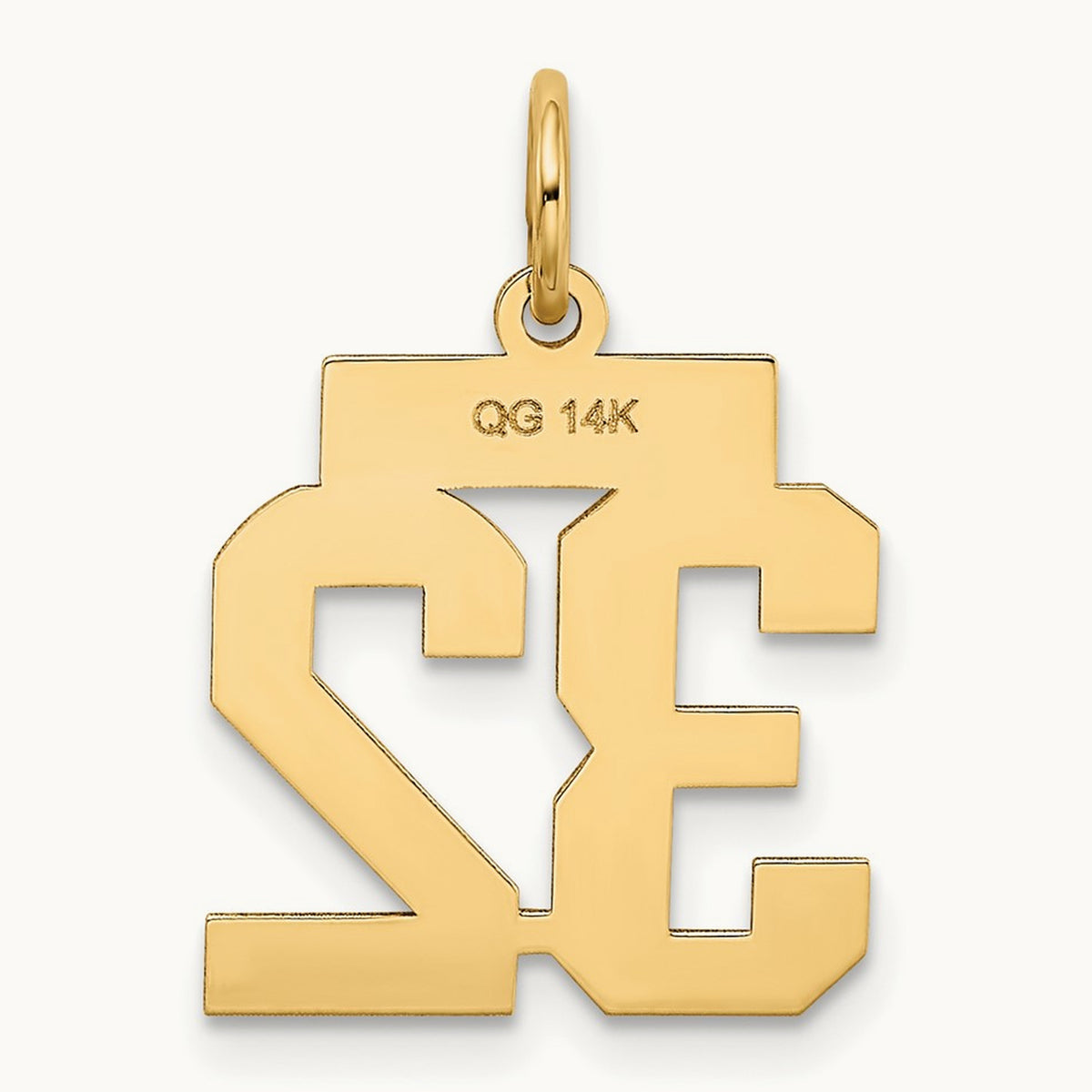 Small Polished Number 32 Charm, 14K